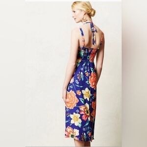 Anthropologie Moulinette Soeurs Floral Backless Dress - Blue and Orange